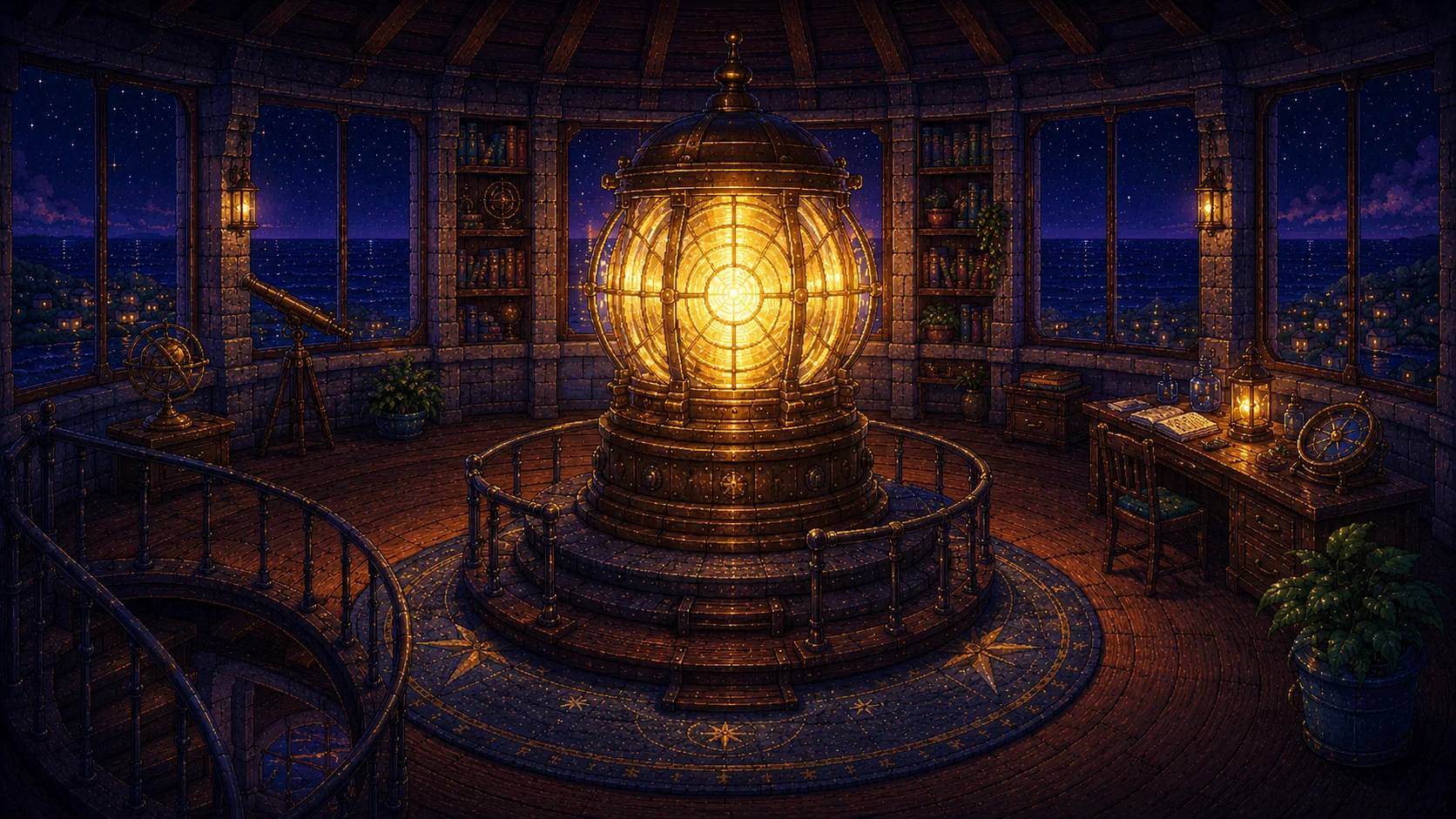La linterna superior del faro LASAI en pixel art